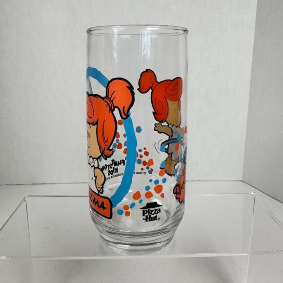 Vintage 1986 Flintstone Kids Wilma Pizza Hut Promotional Drinking Glass - Picture 2 of 10